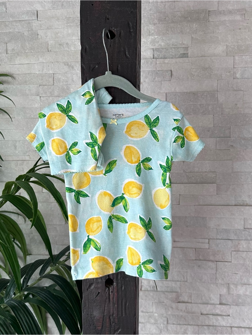 Carter's Light Blue Lemon Print Toddler Girl Cotton Pajama Set Size 3T